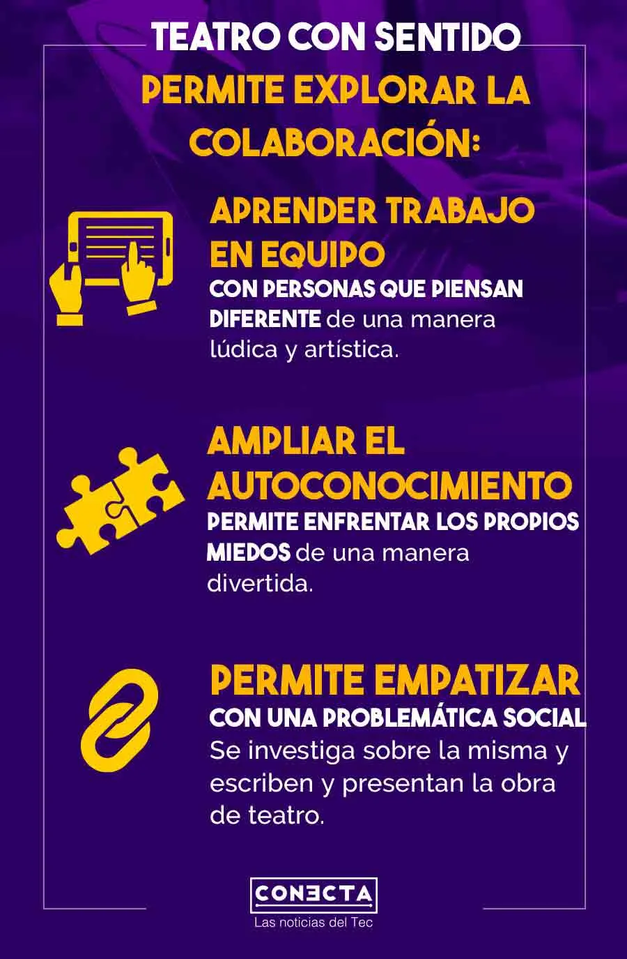 teatro con sentido en Tec Guadalajara permite desarrollar la empat&iacute;a, el trabajo en equipo y el autoconocimiento.