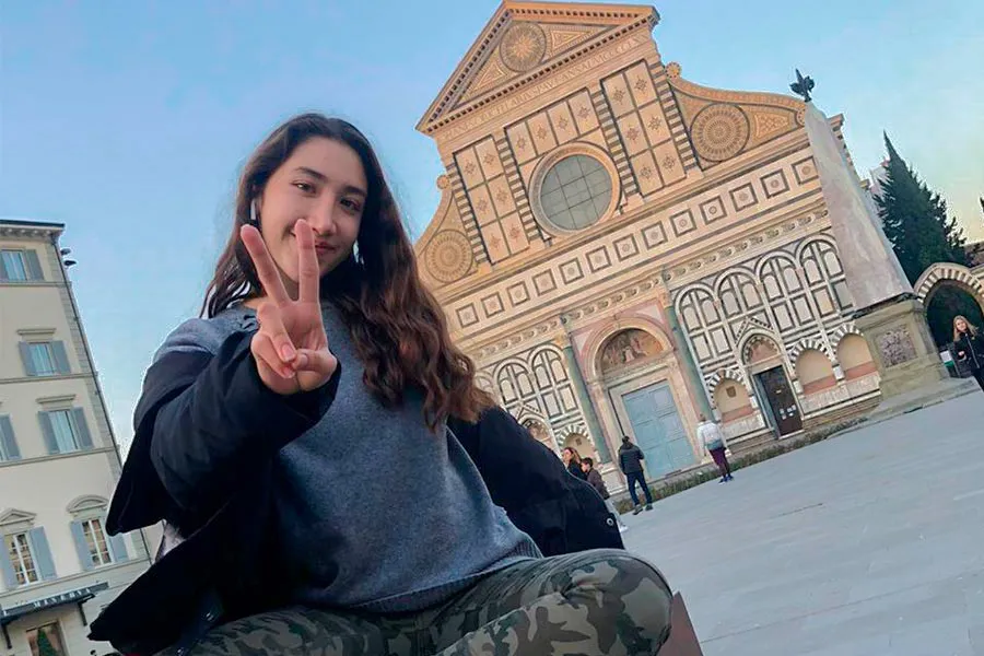 Karen viviendo su primer d&iacute;a en Florencia