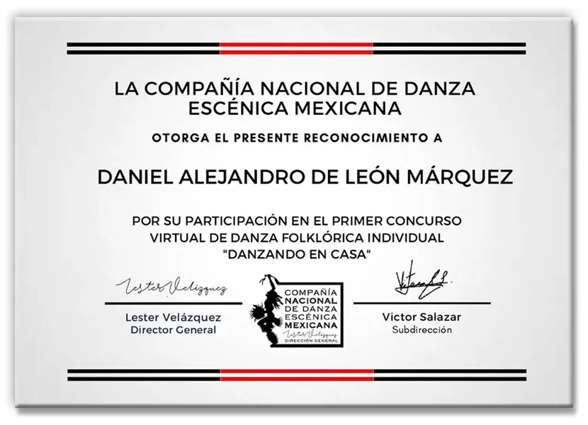 Diploma Dabiel de Le&oacute;n