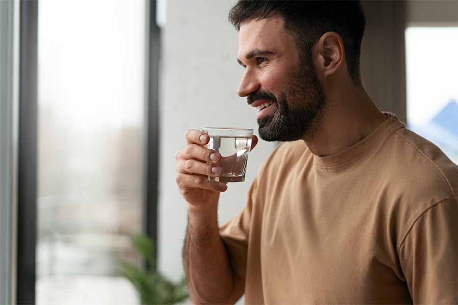 Hombre tomando agua