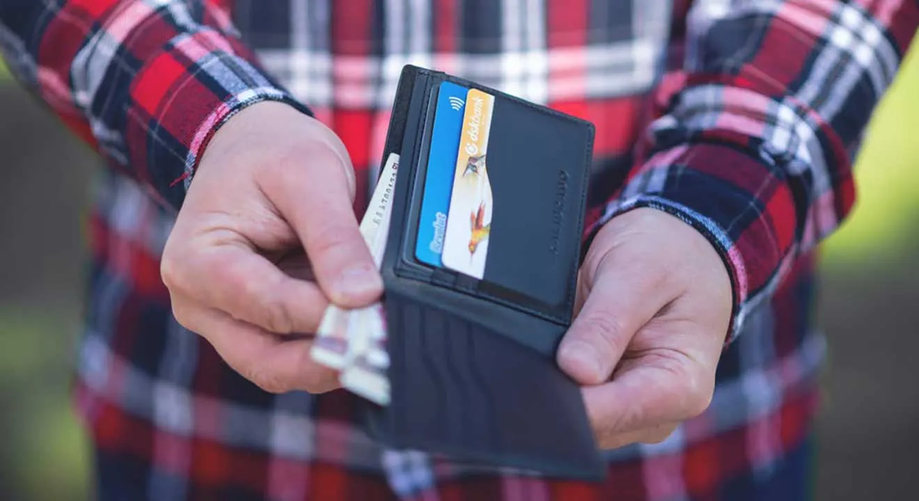 Cartera con tarjetas de cr&eacute;dito 