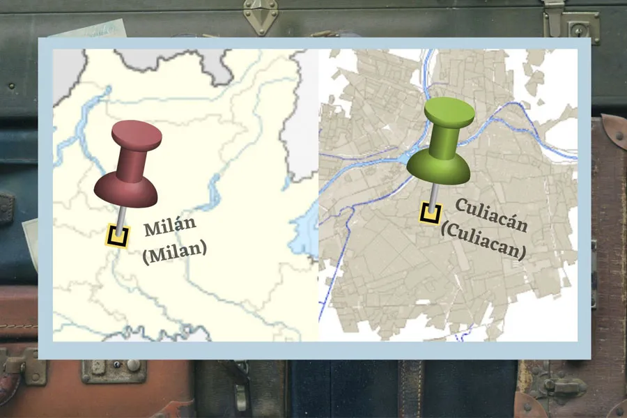 mapa comparando tama&ntilde;o de culiacan y milan