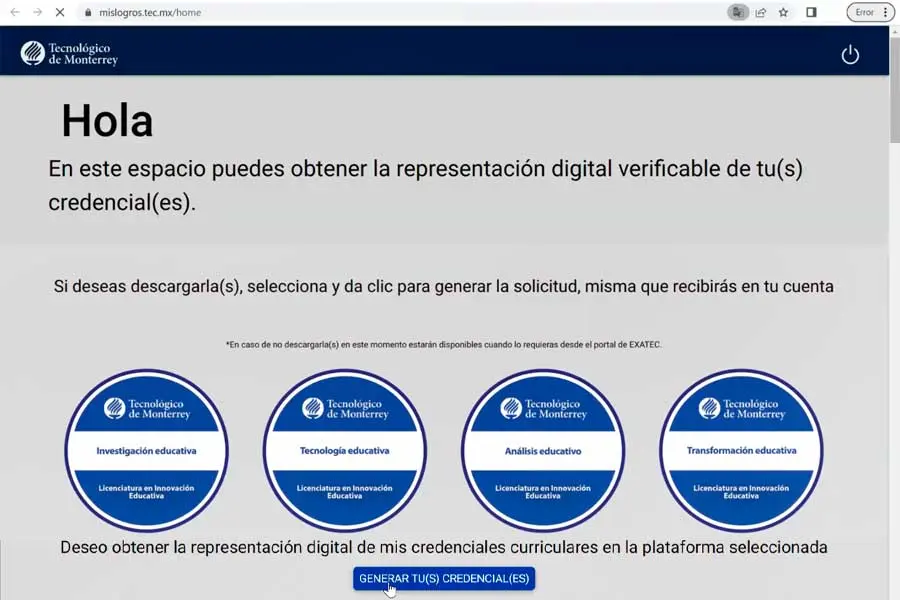 credenciales alternativas tec
