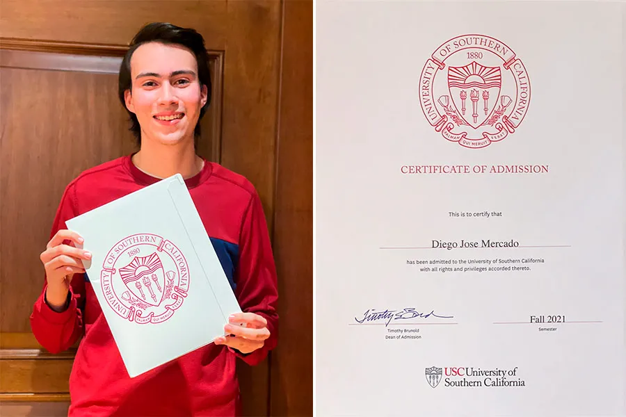 Diego Jos&eacute; Mercado admitido a USC