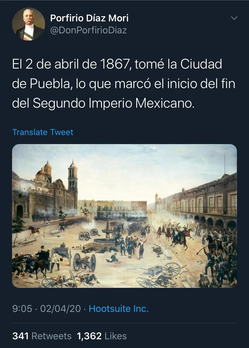 Don Porfirio D&iacute;az Mori en twitter