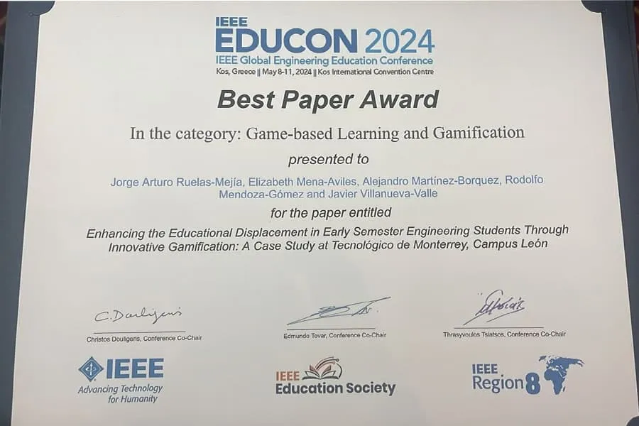 Reconocimiento al mejor paper de investigaci&oacute;n en la categor&iacute;a de Gamificaci&oacute;n y Juegos Serios