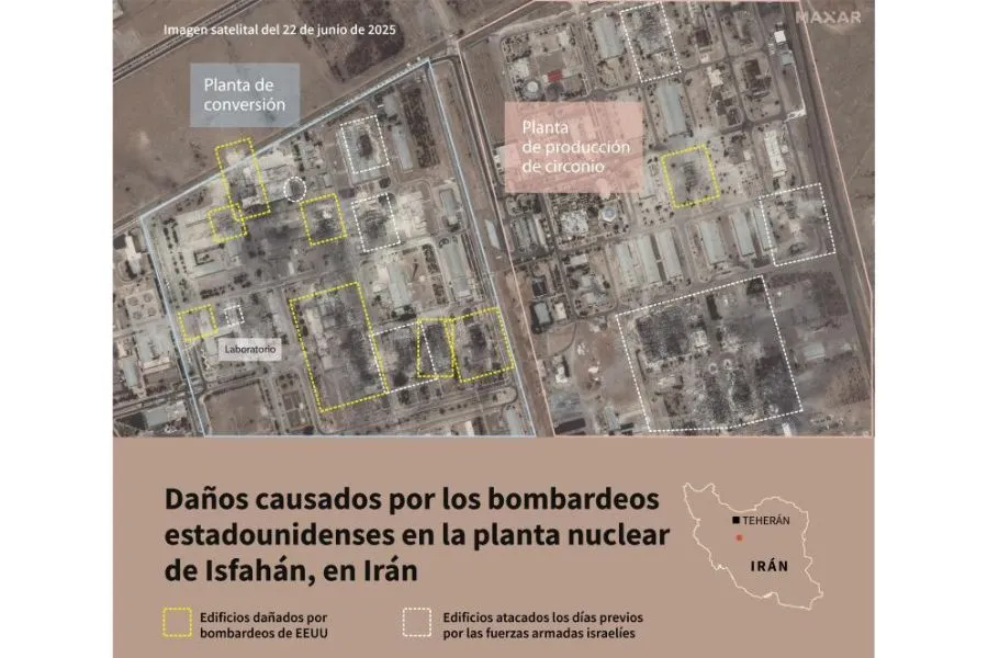 Gr&aacute;fico ataque a planta en Ir&aacute;n
