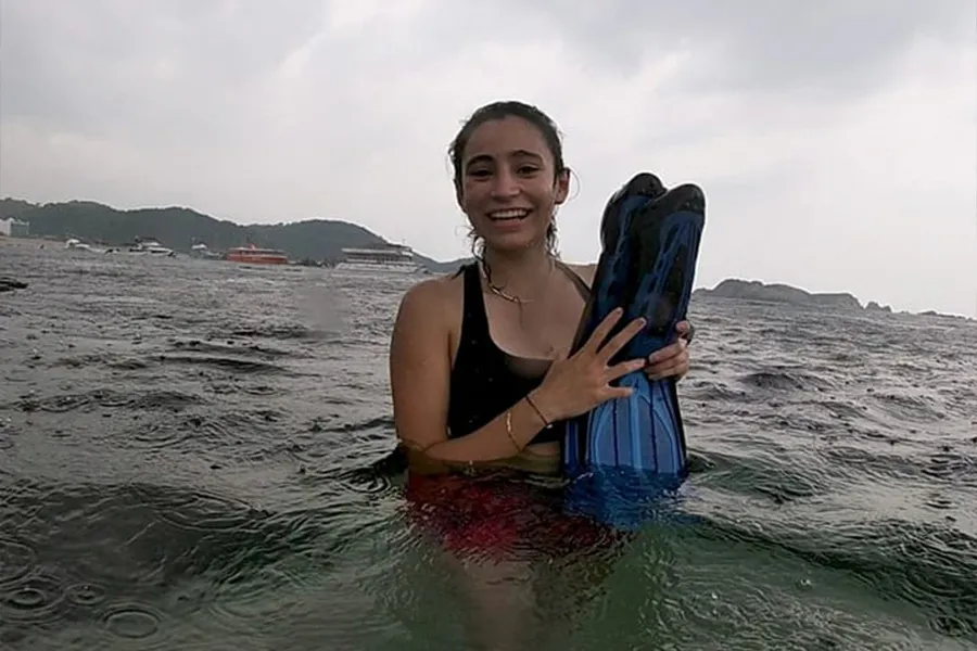 Itzel Su&aacute;rez, en buceo. Foto: cortes&iacute;a Itzel Su&aacute;rez.