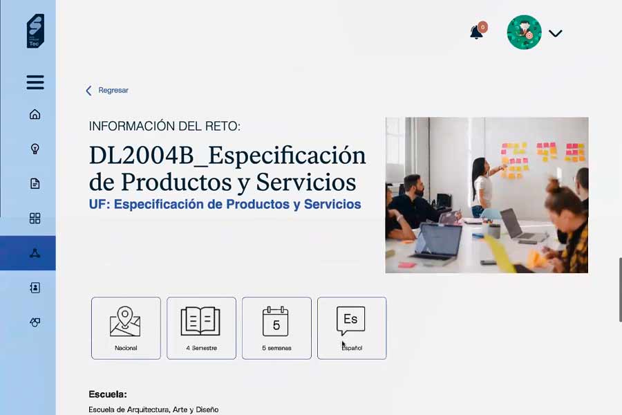 La plataforma cuenta con informaci&oacute;n de los retos en los que colaboran los socios formadores y la academia del Tec.