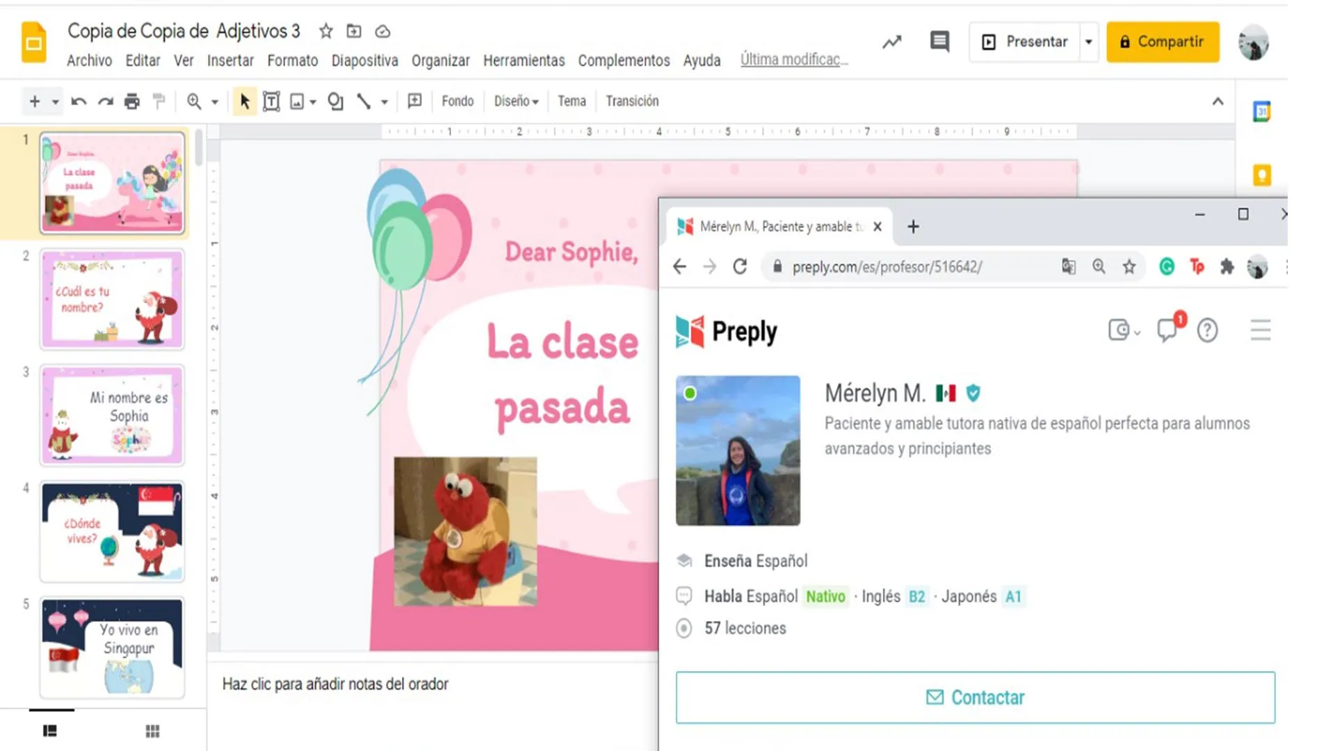 El material usado en  clases es did&aacute;ctico y enfocado a ni&ntilde;os