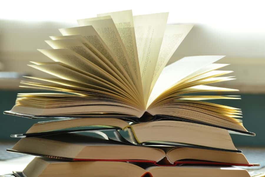 Libro abierto, hojeando p&aacute;ginas.