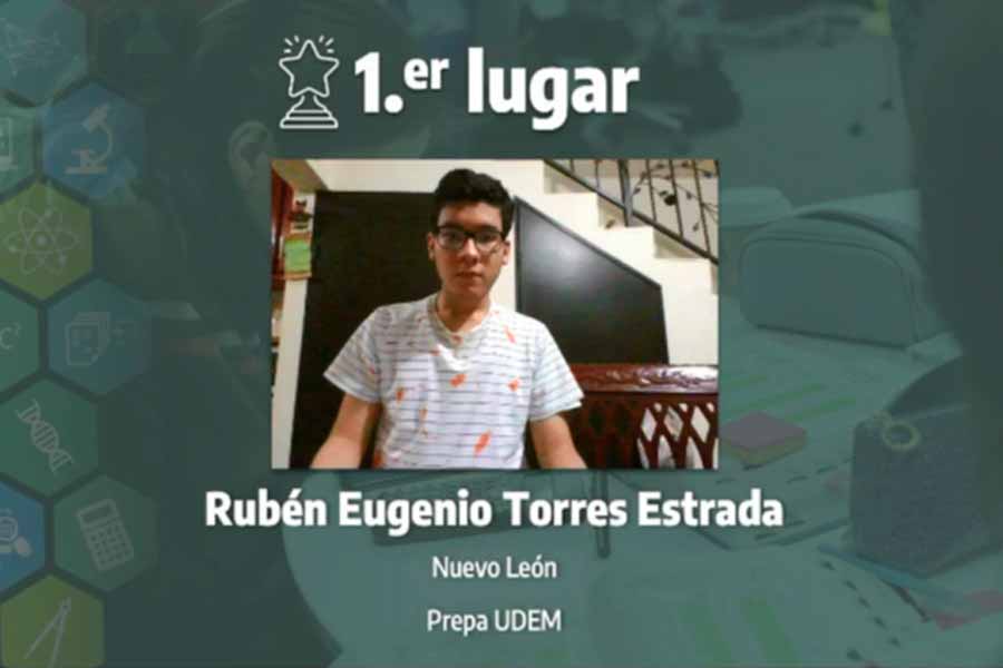 Rub&eacute;n Torres, , ganador de categor&iacute;a de biolog&iacute;a, 16 Concurso Internacional de Ciencias