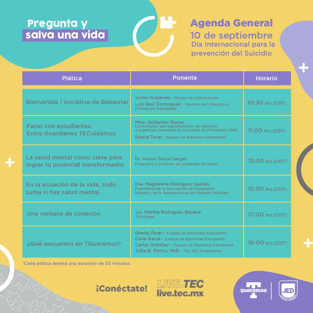 Agenda pl&aacute;ticas TQueremos