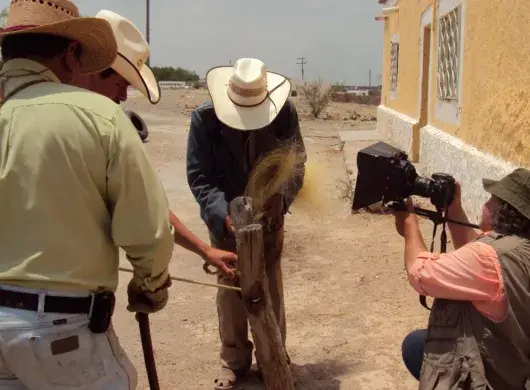 Sergio grabando la película
