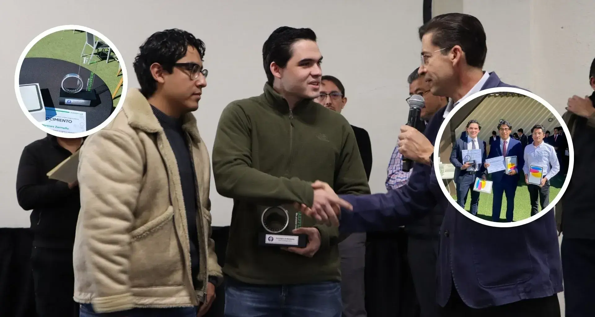 Gustavo y Jonathan recibiendo el trofeo de la competencia SPS Challenge 