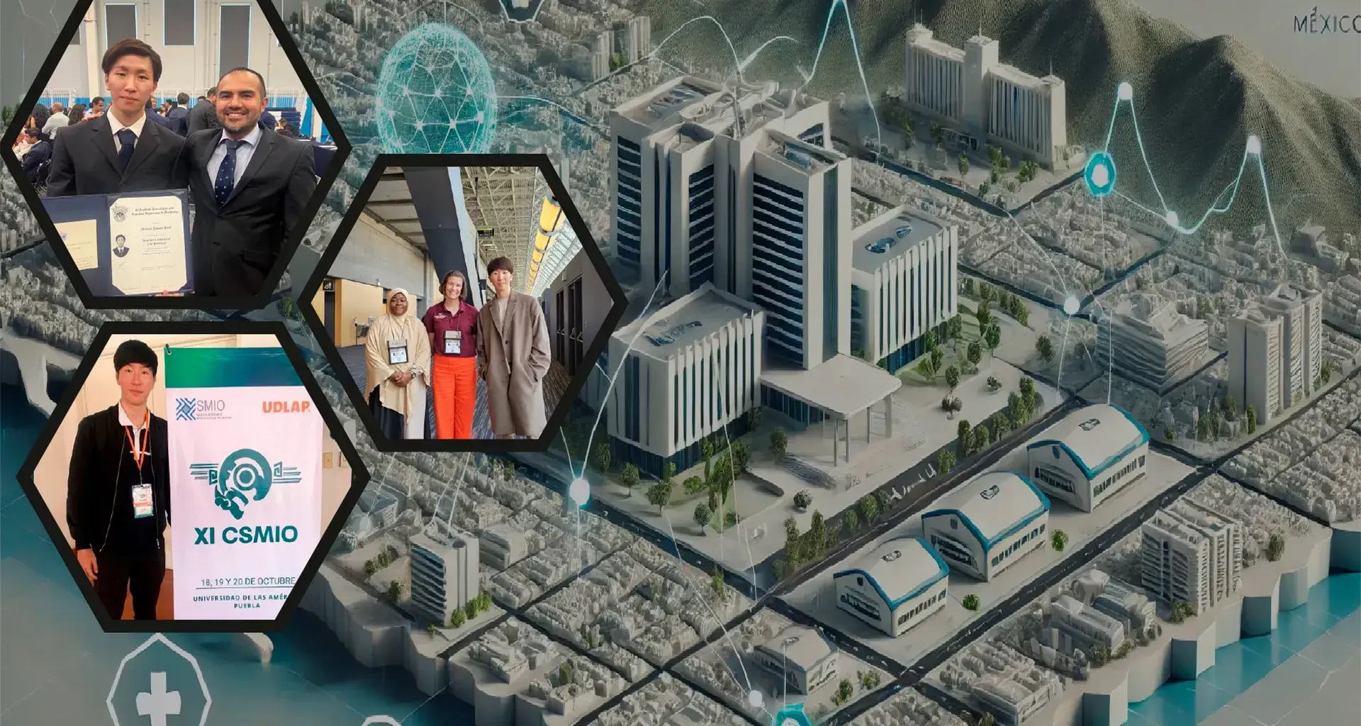 Imágenes de Michael en distintas locaciones con ciudad futurista de fondo