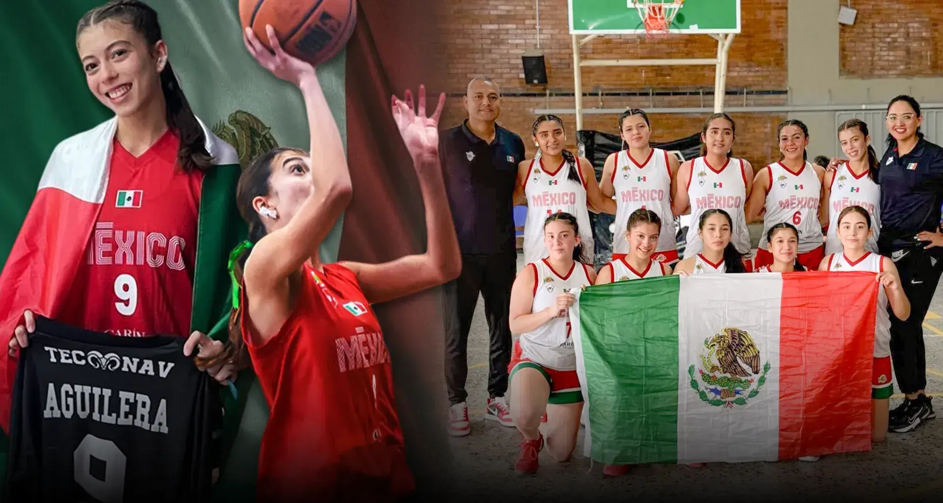 Valentina Aguilera Romo y su equipo femenino de basquetbol seleccionado para representar a México