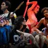 Montaje de fotos de alumnos universitarios compitiendo en disciplinas artísticas como canto, baile y música.