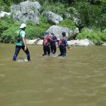 Bernabé durante la maratón del Río La Venta