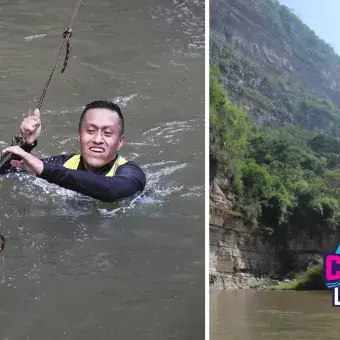 Bernabé cruzando el Río La Venta