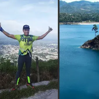 Bernabé en Lagos de Montebello durante el trail Utiaq